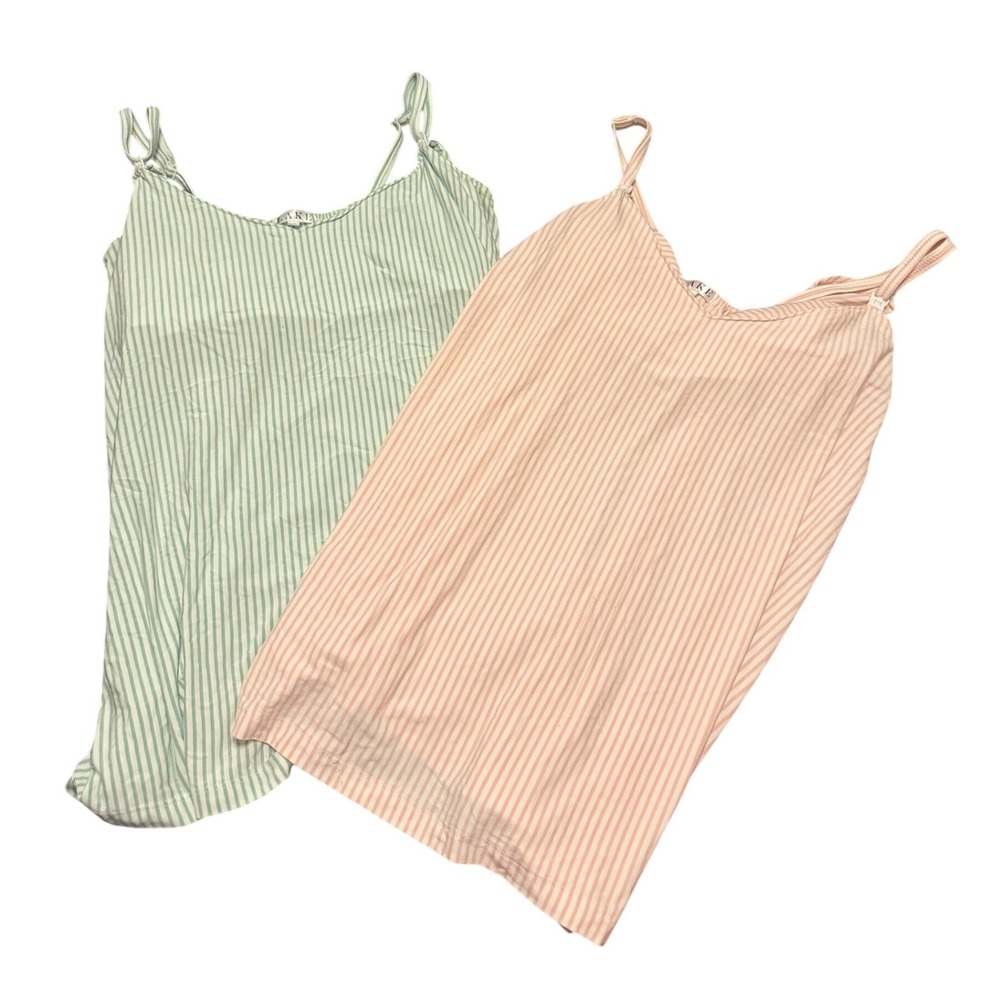 Lake Pajamas Women Medium Striped Nursing Maternity Camisole Tank Top Set of 2